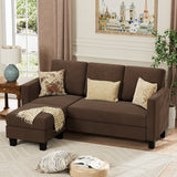 Homall Convertible Sectional Sofa Couch, Modern Linen Fabric L-Shaped Couch 3-Seat Sofa Sectional with Reversible Chaise for Small Living Room, Apartment and Small Space