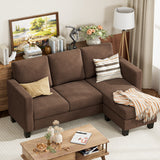 Homall Convertible Sectional Sofa Couch, Modern Linen Fabric L-Shaped Couch 3-Seat Sofa Sectional with Reversible Chaise for Small Living Room, Apartment and Small Space