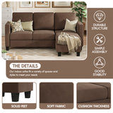 Homall Convertible Sectional Sofa Couch, Modern Linen Fabric L-Shaped Couch 3-Seat Sofa Sectional with Reversible Chaise for Small Living Room, Apartment and Small Space