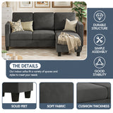 Homall Convertible Sectional Sofa Couch, Modern Linen Fabric L-Shaped Couch 3-Seat Sofa Sectional with Reversible Chaise for Small Living Room, Apartment and Small Space