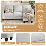 Homall Convertible Sectional Sofa Couch, Modern Linen Fabric L-Shaped Couch 3-Seat Sofa Sectional with Reversible Chaise for Small Living Room, Apartment and Small Space