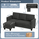 Homall Convertible Sectional Sofa Couch, Modern Linen Fabric L-Shaped Couch 3-Seat Sofa Sectional with Reversible Chaise for Small Living Room, Apartment and Small Space