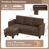 Homall Convertible Sectional Sofa Couch, Modern Linen Fabric L-Shaped Couch 3-Seat Sofa Sectional with Reversible Chaise for Small Living Room, Apartment and Small Space