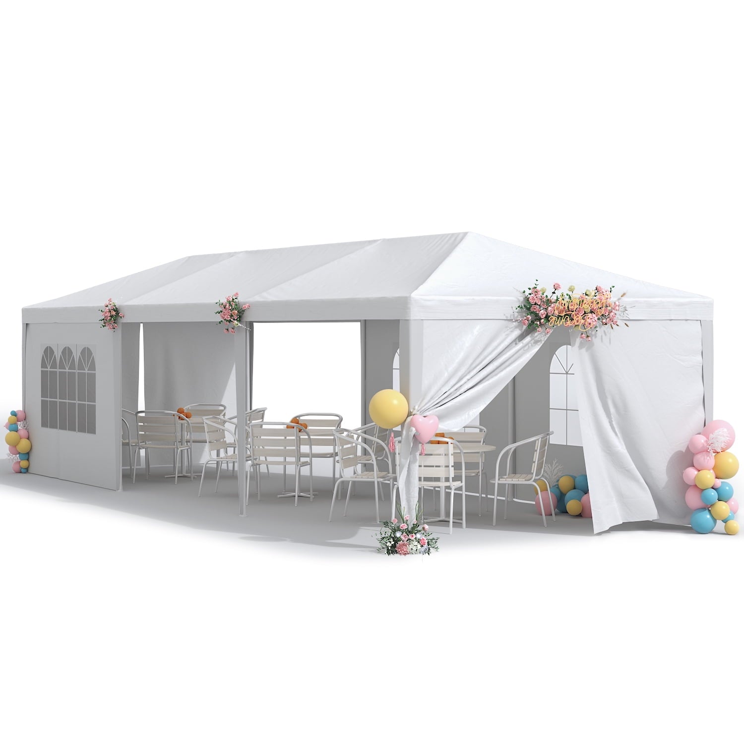 3x6 party tent Homall 10' x 30' Outdoor Gazebo Wedding Party Tent Patio Canopy Camping Shelter Pavilion w/Removable Sidewalls Carport Cater BBQ Events