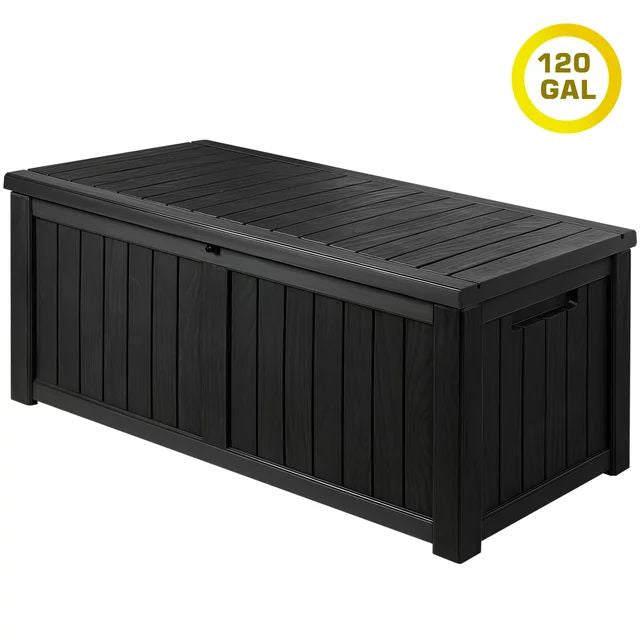Homall 120 Gallon Patio Storage Box All Weather Outdoor Plastic Deck Box, Black