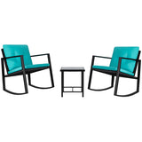 Homall 3 Pieces Patio Furniture Set Rocking Wicker Bistro Sets Modern Outdoor Cushioned Chair