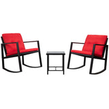 Homall 3 Pieces Patio Furniture Set Rocking Wicker Bistro Sets Modern Outdoor Cushioned Chair