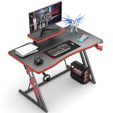 Homall Gaming Desk PC Computer Table Racing Style Home Office Desk Z Shaped Carbon Fiber Desktop Gamer Workstation with Monitor Stand Cup Holder and Headphone Hook