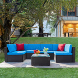 Homall 7 Pieces Patio Conversation Set Outdoor Sectional Sofa Set PE Rattan,