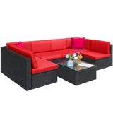 Homall 7 Pieces Patio Conversation Set Outdoor Sectional Sofa Set PE Rattan,