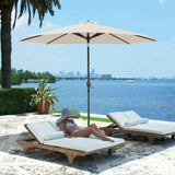 Homall 9 FT Beige Patio Umbrella Outdoor Market Table Umbrella with Push Button Tilt, 8 Sturdy Ribs