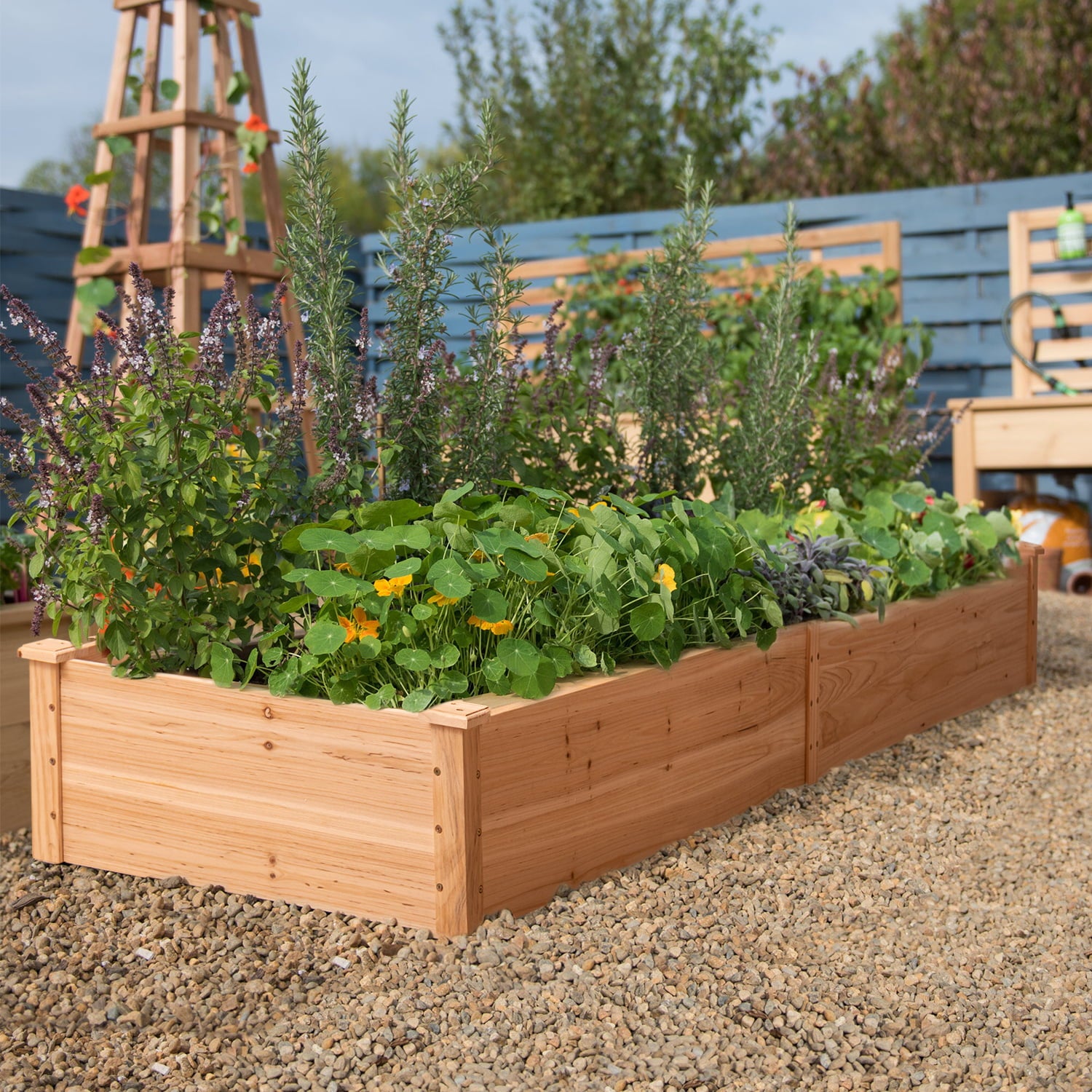 box.planters Homall Raised Garden Bed 92x22x9in Divisible Wooden Planter Box Outdoor Patio Elevated Garden Box Kit to Grow Flower, Fruits, Herbs and Vegetables for