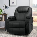 Homall Rotary Massage Heated Function Recliner, PU Leather Single Living Room Sofa Seat, Black, 31.75" L x 31" W x 90" H