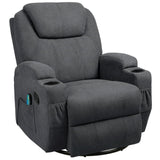 Homall Rotary Massage Heated Function Recliner, PU Leather Single Living Room Sofa Seat, Black, 31.75" L x 31" W x 90" H