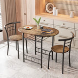 Homall 3 Piece Wood and Metal Dining set, Small dining table for 2 ,for Living Room, Dining Room, Kitchen