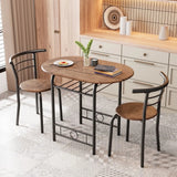 Homall 3 Piece Wood and Metal Dining set, Small dining table for 2 ,for Living Room, Dining Room, Kitchen