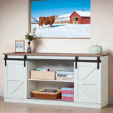 Homall Farmhouse TV Stand for TVs up to 65'', Storage Cabinet with Sliding Barn Door, Entertainment Center for Living Room