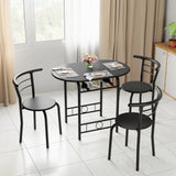 Homall 3 Piece Wood and Metal Dining set, Small dining table for 2 ,for Living Room, Dining Room, Kitchen