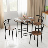 Homall 3 Piece Wood and Metal Dining set, Small dining table for 2 ,for Living Room, Dining Room, Kitchen