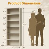 Homall 6-Shelf Standing Bookcase, Sturdy Storage for Home Office, Living Room,Beige