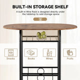 Homall 3 Piece Wood and Metal Dining set, Small dining table for 2 ,for Living Room, Dining Room, Kitchen