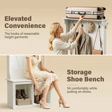 Homall Minimalist Entryway Hall Tree with Storage Bench, 2-Cube Shoe Organizer, White Accent Furniture for Entryway & Hallway