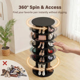 Homall 7-Tier 360° Rotating Shoe Rack, 23.6" Dia, 64.5" H, Holds 35 Pairs, Tall Boots & Handbag Storage