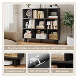 Homall Cube Bookshelf 3-Layer Modern Bookcase with Legs, Retro Wooden Bookshelf Storage Organizer Bookshelf, Independent Open Bookshelf, Bedroom, Living Room, Office