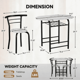 Homall 3 Piece Wood and Metal Dining set, Small dining table for 2 ,for Living Room, Dining Room, Kitchen