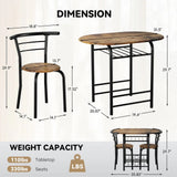 Homall 3 Piece Wood and Metal Dining set, Small dining table for 2 ,for Living Room, Dining Room, Kitchen