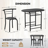 Homall 3 Piece Wood and Metal Dining set, Small dining table for 2 ,for Living Room, Dining Room, Kitchen