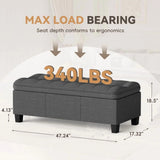 Homall 47.2" Linen Storage Ottoman Bench, 340LBS, Slow-Close Hinge, High Density Foam