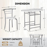 Homall 3 Piece Wood and Metal Dining set, Small dining table for 2 ,for Living Room, Dining Room, Kitchen