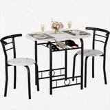 Homall 3 Piece Wood and Metal Dining set, Small dining table for 2 ,for Living Room, Dining Room, Kitchen
