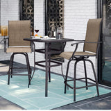 Homall 3-Piece Bar Height Patio Set, 2 Swivel Textilene Stools with Tempered Glass Table, Weather & UV Resistant Steel Frame, Outdoor Bar Furniture for Balcony, Garden, Poolside, Beige