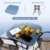 Homall 3-Piece Bar Height Patio Set, 2 Swivel Textilene Stools with Tempered Glass Table, Weather & UV Resistant Steel Frame, Outdoor Bar Furniture for Balcony, Garden, Poolside, Beige