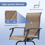 Homall 3-Piece Bar Height Patio Set, 2 Swivel Textilene Stools with Tempered Glass Table, Weather & UV Resistant Steel Frame, Outdoor Bar Furniture for Balcony, Garden, Poolside, Beige
