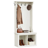 Homall Minimalist Entryway Hall Tree with Storage Bench, 2-Cube Shoe Organizer, White Accent Furniture for Entryway & Hallway