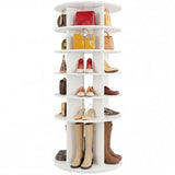 Homall 7-Tier 360° Rotating Shoe Rack, 23.6" Dia, 64.5" H, Holds 35 Pairs, Tall Boots & Handbag Storage
