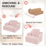 Homall Adult Giant Bean Bag Chair Cloud Boneless Corduroy Couch Single-seater Pure Sponge Compression Sofa with Cup Holders for Living Room,Pink