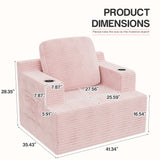 Homall Adult Giant Bean Bag Chair Cloud Boneless Corduroy Couch Single-seater Pure Sponge Compression Sofa with Cup Holders for Living Room,Pink