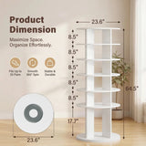 Homall 7-Tier 360° Rotating Shoe Rack, 23.6" Dia, 64.5" H, Holds 35 Pairs, Tall Boots & Handbag Storage
