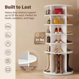Homall 7-Tier 360° Rotating Shoe Rack, 23.6" Dia, 64.5" H, Holds 35 Pairs, Tall Boots & Handbag Storage