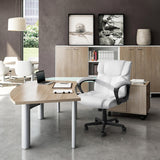 Homall Mid Back Executive Office Chair Swivel Computer Task Chair with Armrests, Ergonomic Leather-Padded Desk Chair with Lumbar Support