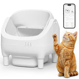 Homall Automatic Self-Cleaning Cat Litter Box – Large Open-Top Design for Multi-Cat Families, Integrated Safety Protection, Includes Trash Bags, Gray