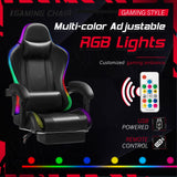 Homall RGB Gaming Chair with Massage and LED Lights Ergonomic Computer Chair with Footrest E-sports Chair with Adjustable Lumbar Support Reclining Video Game Chair