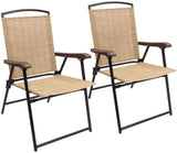 Lacoo Patio Folding Chair Deck Sling Back Chair Camping Garden Pool Beach Using Chairs Space Saving Set of 2