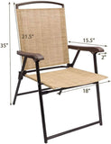 Lacoo Patio Folding Chair Deck Sling Back Chair Camping Garden Pool Beach Using Chairs Space Saving Set of 2