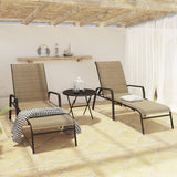 Lacoo Patio Lounge Chaise Chair Set of 3 Recline Adjustable Backrest Textlene Outdoor Furniture Bistro Set with Table