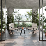 Homall 3 Pieces Patio Furniture Set Rocking Chairs Bistro Sets Outdoor Conversation Sets with Coffee Table